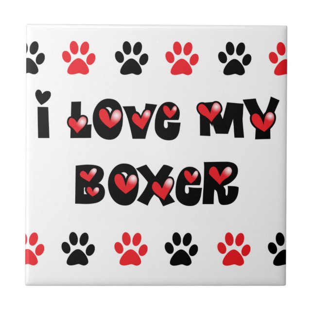 I Love My Boxer Ceramic Tile (Front)