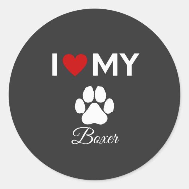I love my Boxer dog custom name Classic Round Sticker (Front)