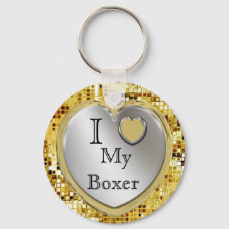 I Love My Boxer Or ? Heart Keychain