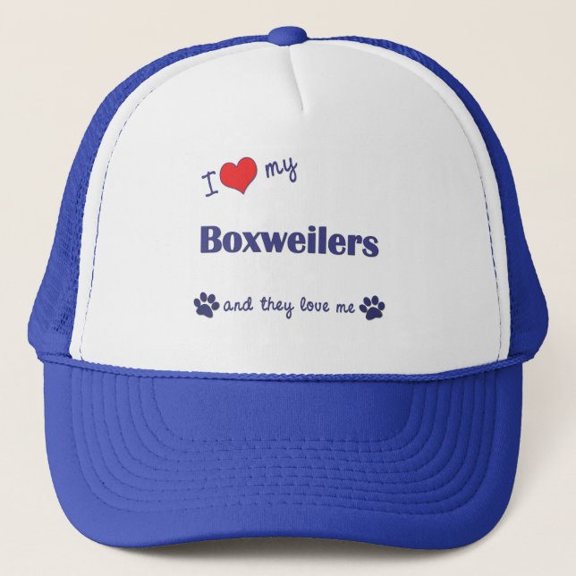 I Love My Boxweilers (Multiple Dogs) Trucker Hat (Front)