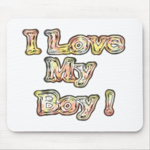 I Love My Boy Design Cool Vintage Collection Text Mouse Pad