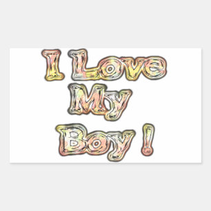  I Love My Boy Design Cool Vintage Collection Text Rectangular Sticker