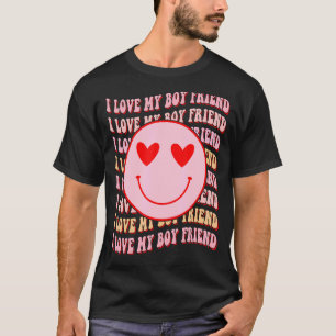 I love my boy friend  Happy Face Heart For Women T-Shirt