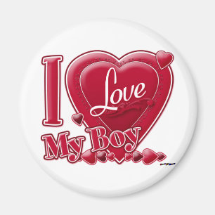I Love My Boy red - heart Magnet