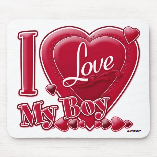 I Love My Boy red - heart Mouse Pad (Front)