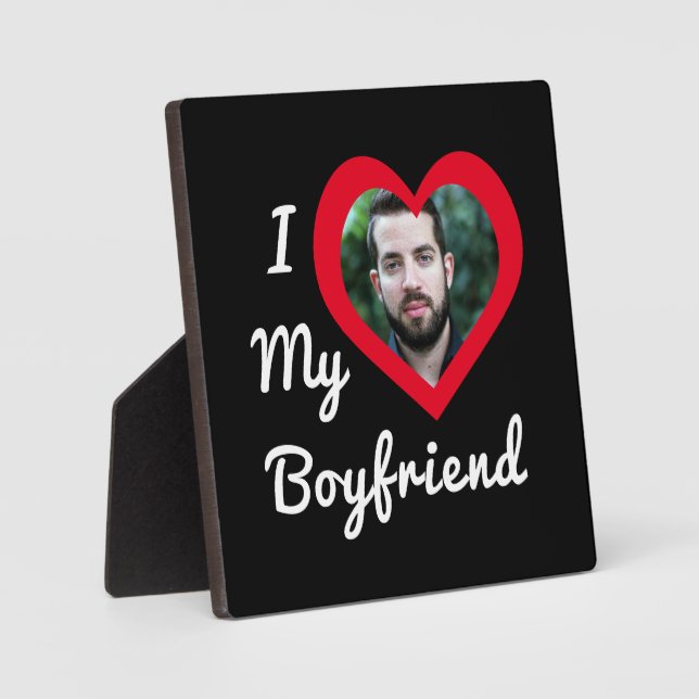 I Love My Boyfriend Bae Personalised Custom Photo Plaque (Front)