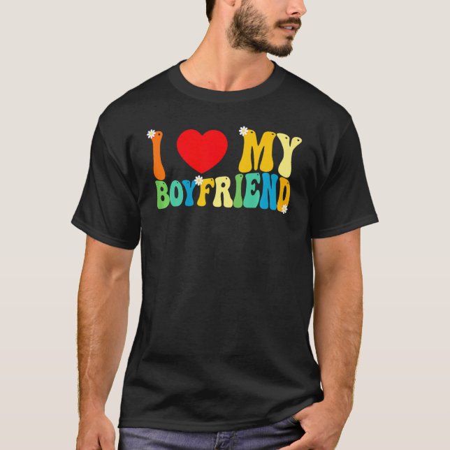I Love My Boyfriend BF  Red Heart Love   Valentine T-Shirt (Front)