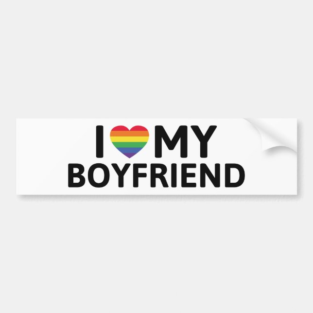 I Love My Boyfriend Bumper Sticker (Front)