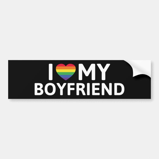 I Love My Boyfriend Bumper Sticker (Front)