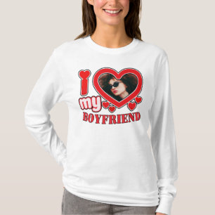 I Love My Boyfriend Custom Heart Photo T-Shirt