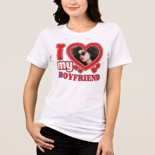 I Love My Boyfriend Custom Heart Photo Tri-Blend Shirt