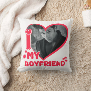 I Love My Boyfriend Custom Photo Gift Cute Cushion
