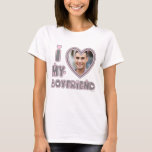 I Love My Boyfriend Custom Photo T-Shirt<br><div class="desc">Girly-Girl-Graphics at Zazzle: I Love My Boyfriend Custom Photo T-Shirt - Sophisticatedly simple, uniquely trendy, and stylishly modern, this elegantly chic silver grey and pastel pink heart and typeface font typography lettering design to personalise with your amazing photo makes a perfectly beautiful Valentine's Day, birthday, graduation, Christmas, or any day...</div>