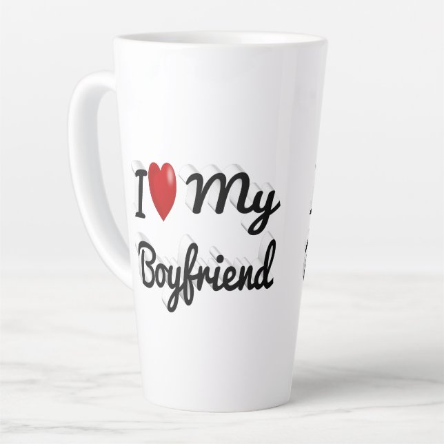 I Love My Boyfriend cute black text  Latte Mug (Left Angle)
