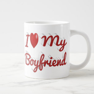 I Love My Boyfriend cute red text   Large Coffee Mug