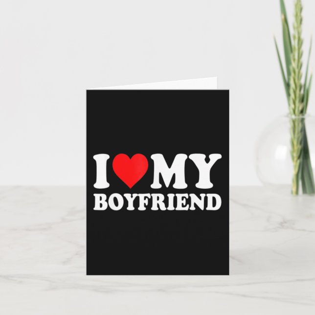 I Love My Boyfriend Fun Valentine Red Heart Love  Card (Front)