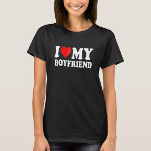 I Love My Boyfriend Funny Valentine Red Heart Love T-Shirt