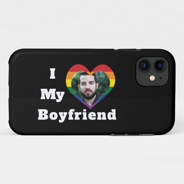 I Love My Boyfriend Gay Pride LGBTQ Custom Photo Case-Mate iPhone Case (Back (Horizontal))
