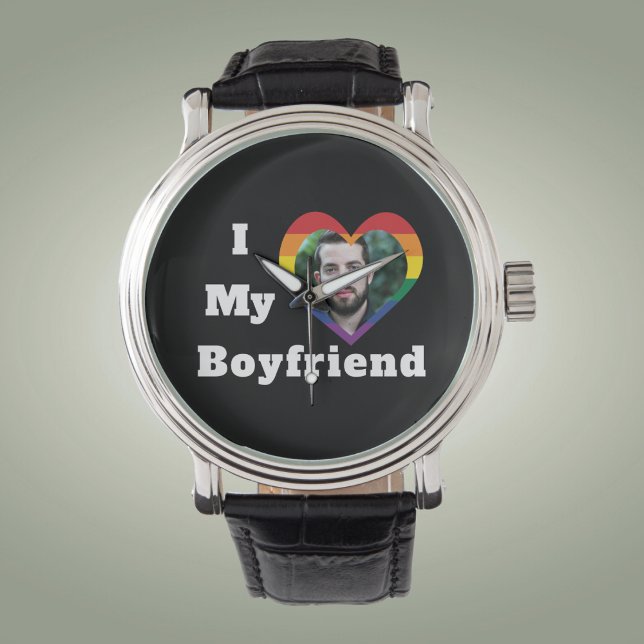I Love My Boyfriend Gay Pride LGBTQ Custom Photo Watch (Creator Uploaded)