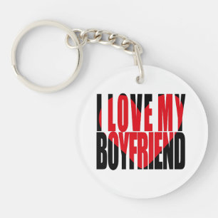 I Love My Boyfriend Heart Custom Photo  Key Ring