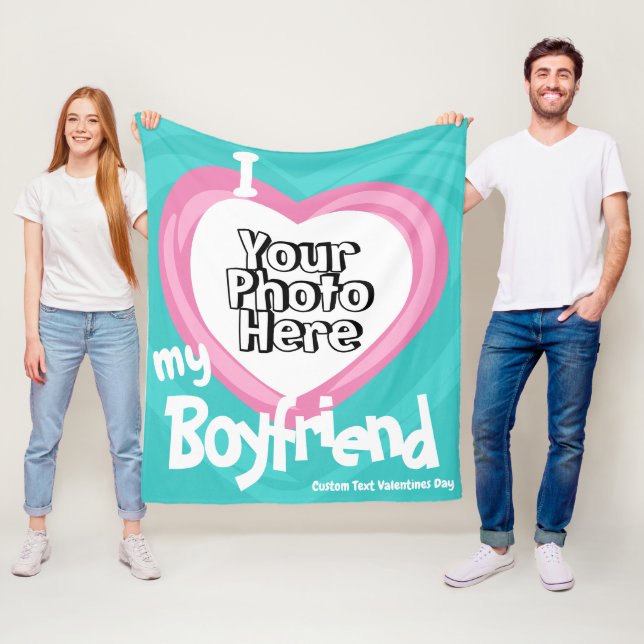 I love my boyfriend husband couple photo fleece blanket (In Situ)