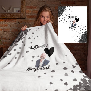 I Love My BOYFRIEND Husband DAD Grandpa Brother Fleece Blanket
