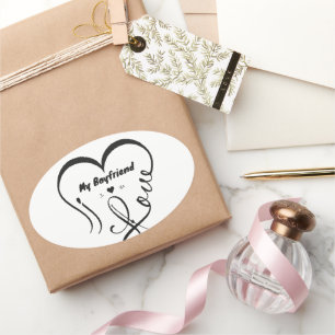 I Love My Boyfriend I ♥ Us Oval Sticker