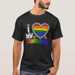 I Love My Boyfriend  LGBT Heart Couples Matching P T-Shirt
