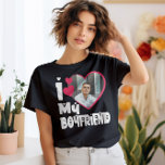 I Love My Boyfriend Personalised Photo T-Shirt<br><div class="desc">I Love My Boyfriend Heart Custom Photo</div>