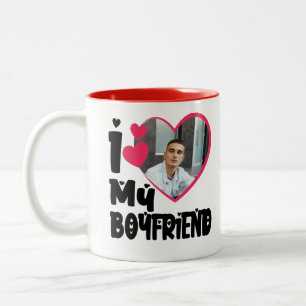 I Love My Boyfriend Personalised Photo Two-Tone Coffee Mug