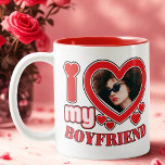 I Love My Boyfriend Personalised Two-Tone Coffee Mug<br><div class="desc">I Love My Boyfriend Personalised Photo and Text</div>