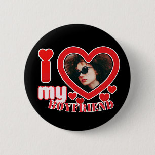 I Love My Boyfriend Personalized 6 Cm Round Badge