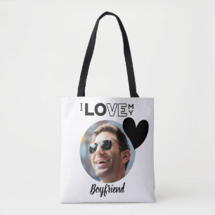 I Love My BOYFRIEND Photo Gift Husband Fiance DAD Tote Bag