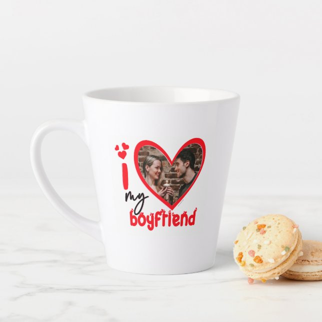 I Love My Boyfriend Photo Gift  Latte Mug (In Situ)