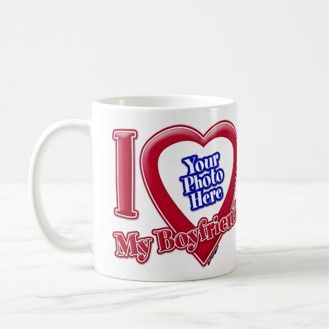 I Love My Boyfriend Photo Red Heart Coffee Mug (Left)