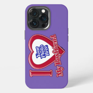 I Love My Boyfriend Photo Red Heart Purple iPhone 13 Pro Case