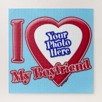 I Love My Boyfriend Photo Red Heart Turquoise