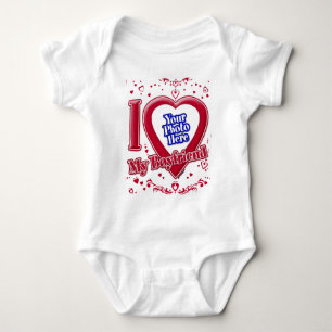 I Love My Boyfriend Photo Red Hearts Baby Bodysuit