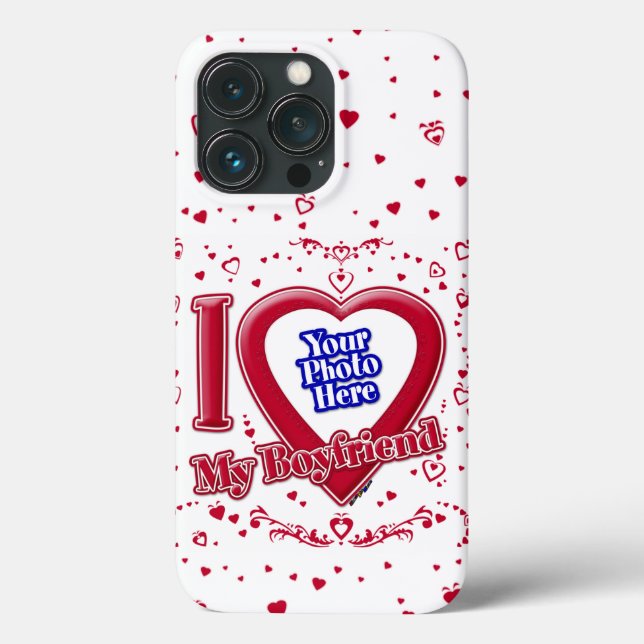 I Love My Boyfriend Photo Red Hearts Case-Mate iPhone Case (Back)