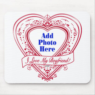 I Love My Boyfriend! Photo Red Hearts Mouse Pad