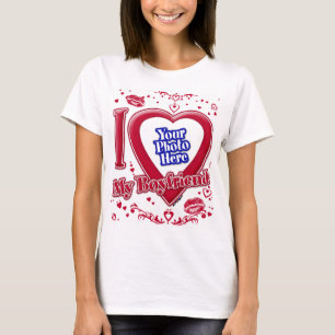 I Love My Boyfriend Photo Red Hearts T-Shirt