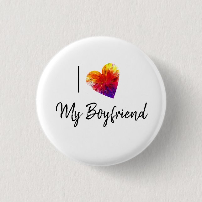 I Love My Boyfriend Pinback 3 Cm Round Badge (Front)