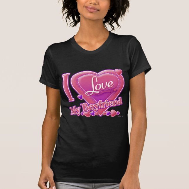 I Love My Boyfriend pink/purple - hearts T-Shirt (Front)