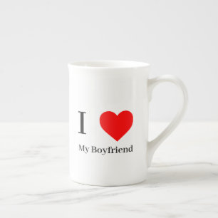 I love My Boyfriend & Red Heart Bone China Mug