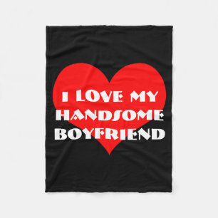 I Love My Boyfriend Valentines Day Typography 2025 Fleece Blanket