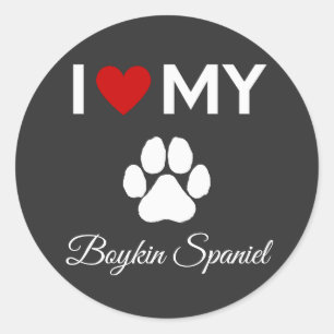 I love my Boykin Spaniel dog custom text Classic Round Sticker