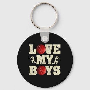 I Love My Boys Cricket Funny Father's Day Cricket Key Ring