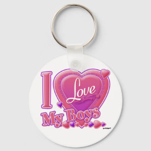 I Love My Boys pink/purple - heart Key Ring