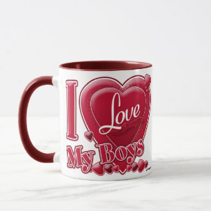I Love My Boys red - heart Mug