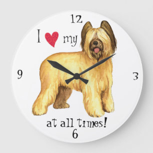I Love my Briard Large Clock